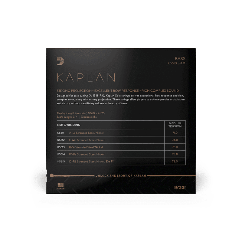 juego de cuerdas contrabajo d addario kaplan solo 34 ks610 2