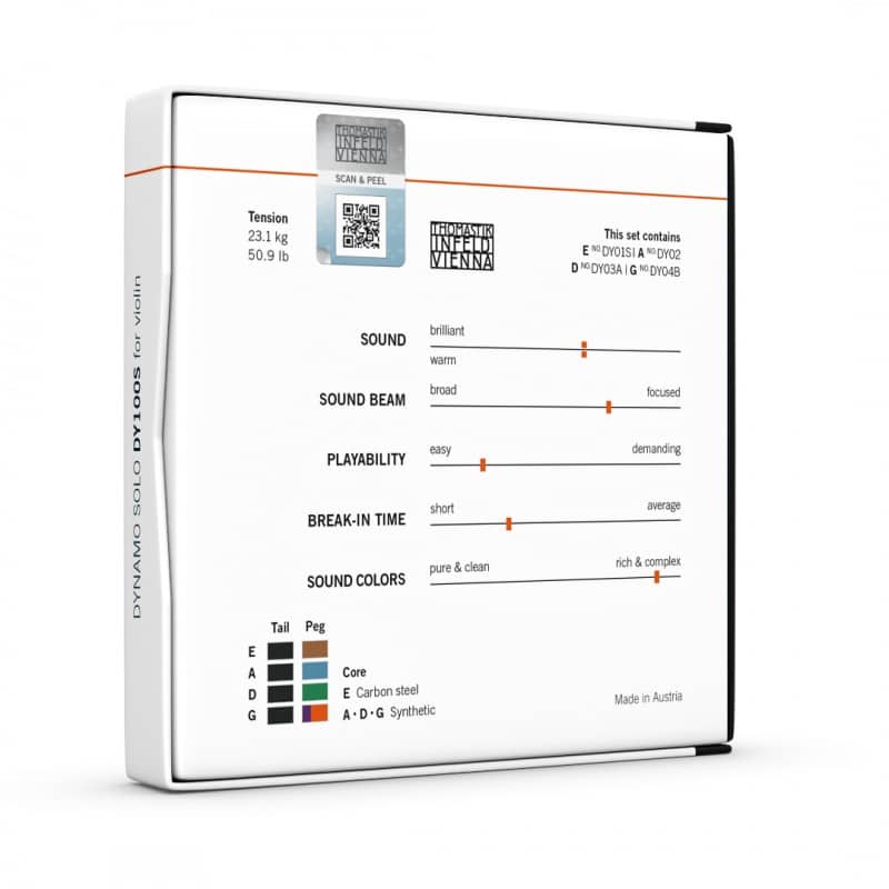 juego de cuerdas de violin thomastik dynamo solo bola medium 1